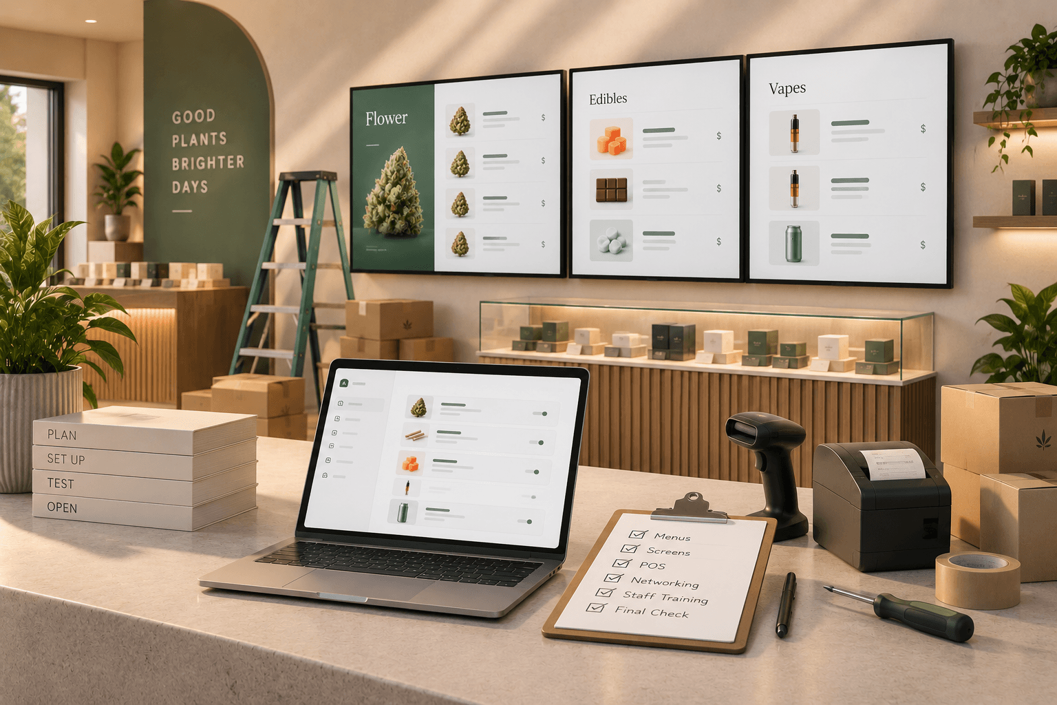 Dispensary Grand Opening Checklist: Digital Menus, Screens, and Store Technology