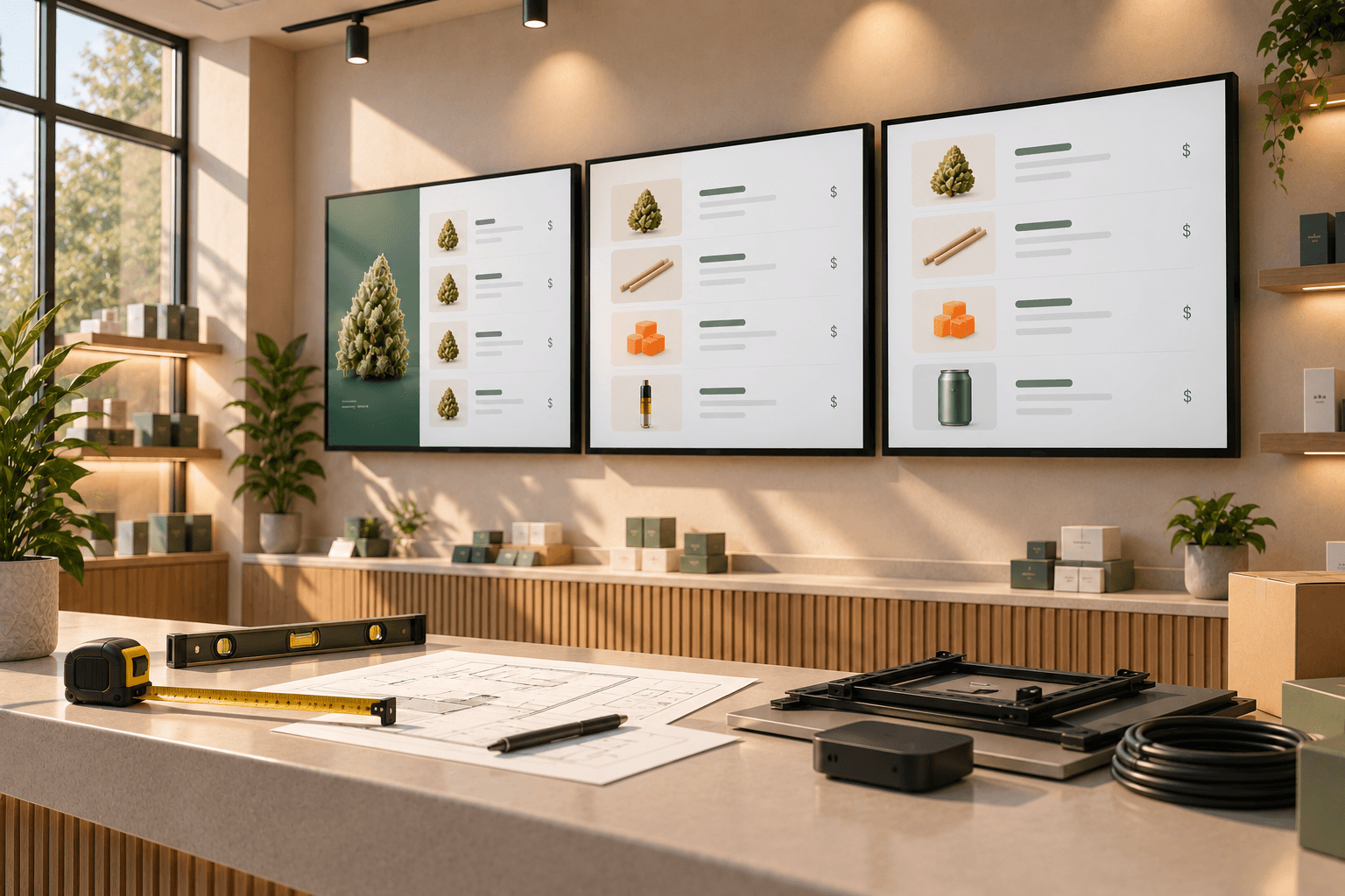 How to Mount Digital Menu Boards in a Dispensary: Placement, Glare, and Cable Planning